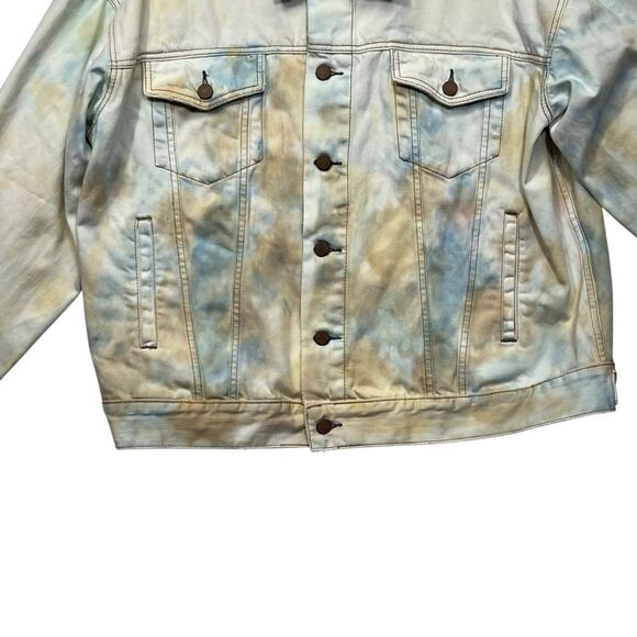 Free People M/L White Multi Colored Tie Dye Denim Oversized Jacket - Picture 3 of 13